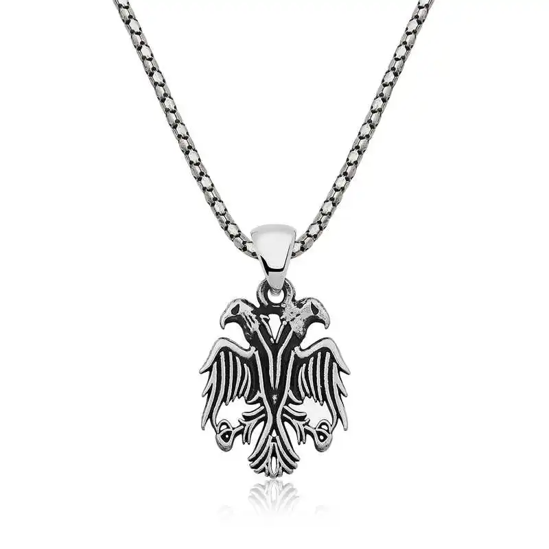 

Armagano 100% 925 Sterling Silver Double-Headed Eagle Men 'S Necklace Quality and Original Male Amulets
