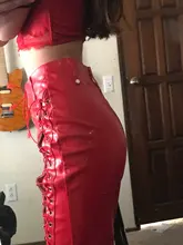 Cutenew-Pantalones rectos de estilo callejero para mujer, calzas de estilo Hipster, de cuero PU, a la moda, Color sólido, 2021 Y2K