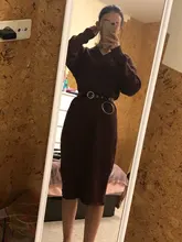 Knitted Dresses Robe Sweater Loose Maxi Oversize Long-Sleeve Winter Womens Vestido Autumn