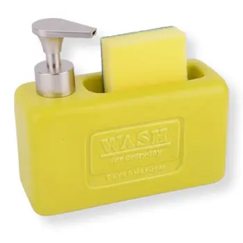 

KOOK TIME liquid soap dispenser for kitchen WASH with scourer-ceramic/ABS-matte Nordic lime