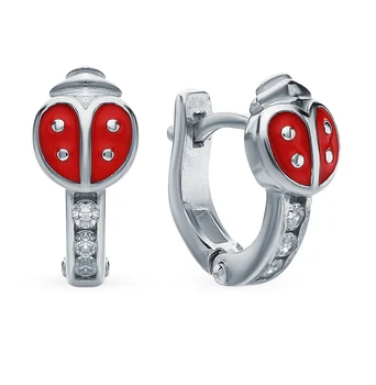 

Silver earrings with cubic zirconia and enamel sunlight sample 925