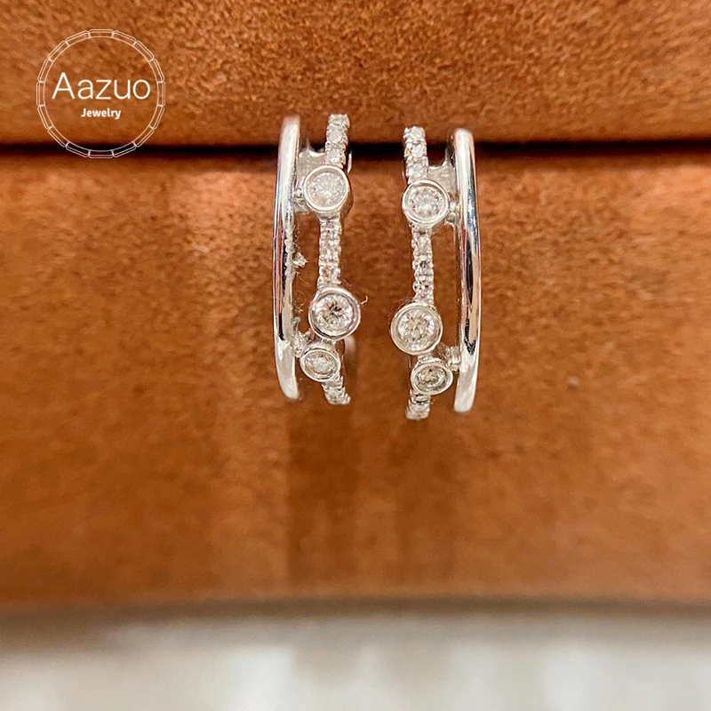 Aazuo berlian alami emas putih murni 18K, anting-anting hadiah untuk pesta pernikahan wanita Au750