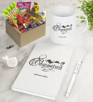 

Personalized Odyometrist Nostalgic Lezzetler Notebook Pen Mug Gift Set
