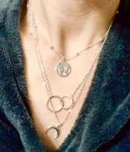 Colgante Retro con forma de Luna y mapa del mundo para mujer, collar de oro multicapa, colgante para fiesta, accesorios de joyería