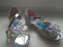 Disney-sandalias de princesa Frozen 2 para niñas, zapatos de cristal, tacón alto, pasarela, espectáculo