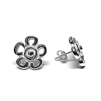 

Sterling silver earrings flower 925m smooth openwork [AB2576]