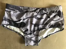 2020 gris camuflaje de los hombres braguitas de baño Bikini Gay baño impermeable bañador de natación Surf playa pantalón Sexy traje de pantalones cortos