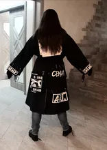 Coat Hoodie Streetwear Black Trench Female Long-Print XITAO Plus-Size Women Spliced Casual