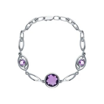 

Silver Bracelet with amethyst sunlight sample 925