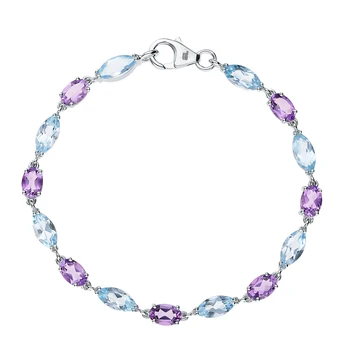 

Silver Bracelet with amethyst and Topaz sunlight sample 925