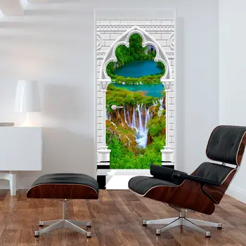 

Mural for port-Photo wallpaper - Gothic arch and waterfall I - 70x210 cm
