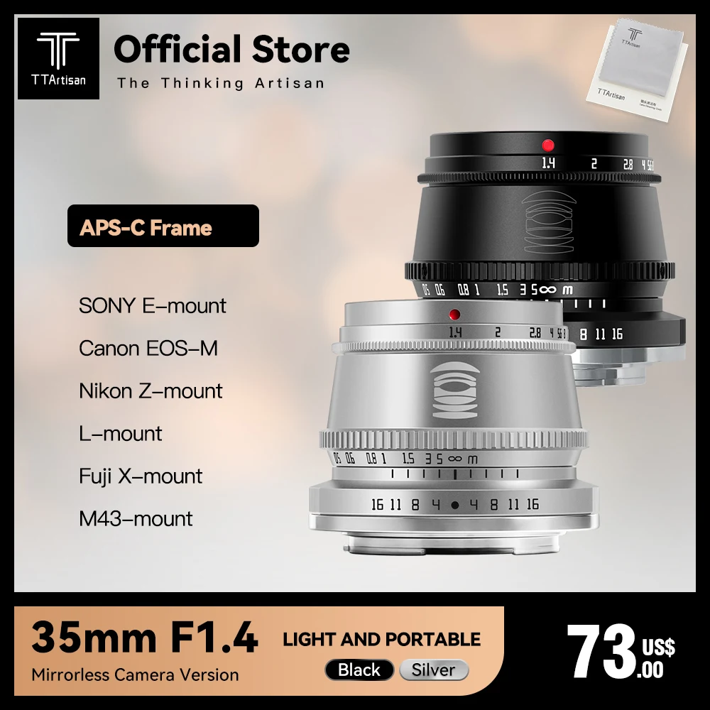TTArtisan 35 мм F1.4 фотообъектив с ручной фокусировкой для SONY E FUJI X Canon M Leica L Nikon Z Panasonic