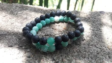 Bangles-Set Rope Jewelry Beaded-Bracelets Lava Stone Couples Gift Distance-Energy Elastic