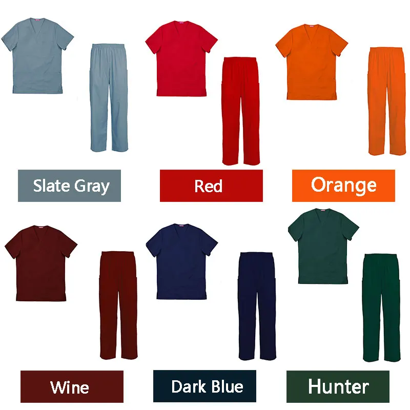 Men's Scrub Set Nursing Uniform Scrubs Set Top and Pants