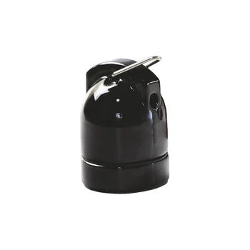 

Porcelain lampholder thread E27 black with Hook