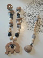 Juguete de bebé, Clip de cochecito de madera, cochecito de bebé móvil, personalizado, Cuenta de silicona, cadena de chupete masticable, sonajero de silicona, mordedor de madera para bebé