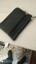 Monedero de cuero para hombre y mujer, Cartera de mano, portallaves con cremallera, pequeño, suave, negro, rojo y Beige
