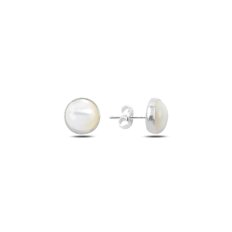 

Silver 925 Sterling Pearl Cubic Zirconia Solitaire Earrings