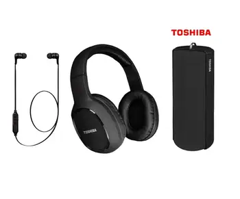 

PACK AUDIO INALAMBRICO 3 EN 1 TOSHIBA HSP3919 - AURICULARES BT + AURICULARES DIADEMA BT + ALTAVOZ BT PORTATIL - NEGRO