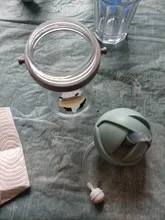 Botella de paja de agua potable con dibujos de animales para niños, Bola de gravedad, taza de bebé con correa para el hombro