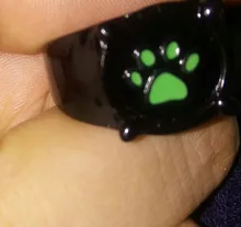 Anillos de gato negro de Anime para niña y niño, anillo con estampado verde de dibujos animados, esmalte, joyería para disfraz, regalo para fiesta
