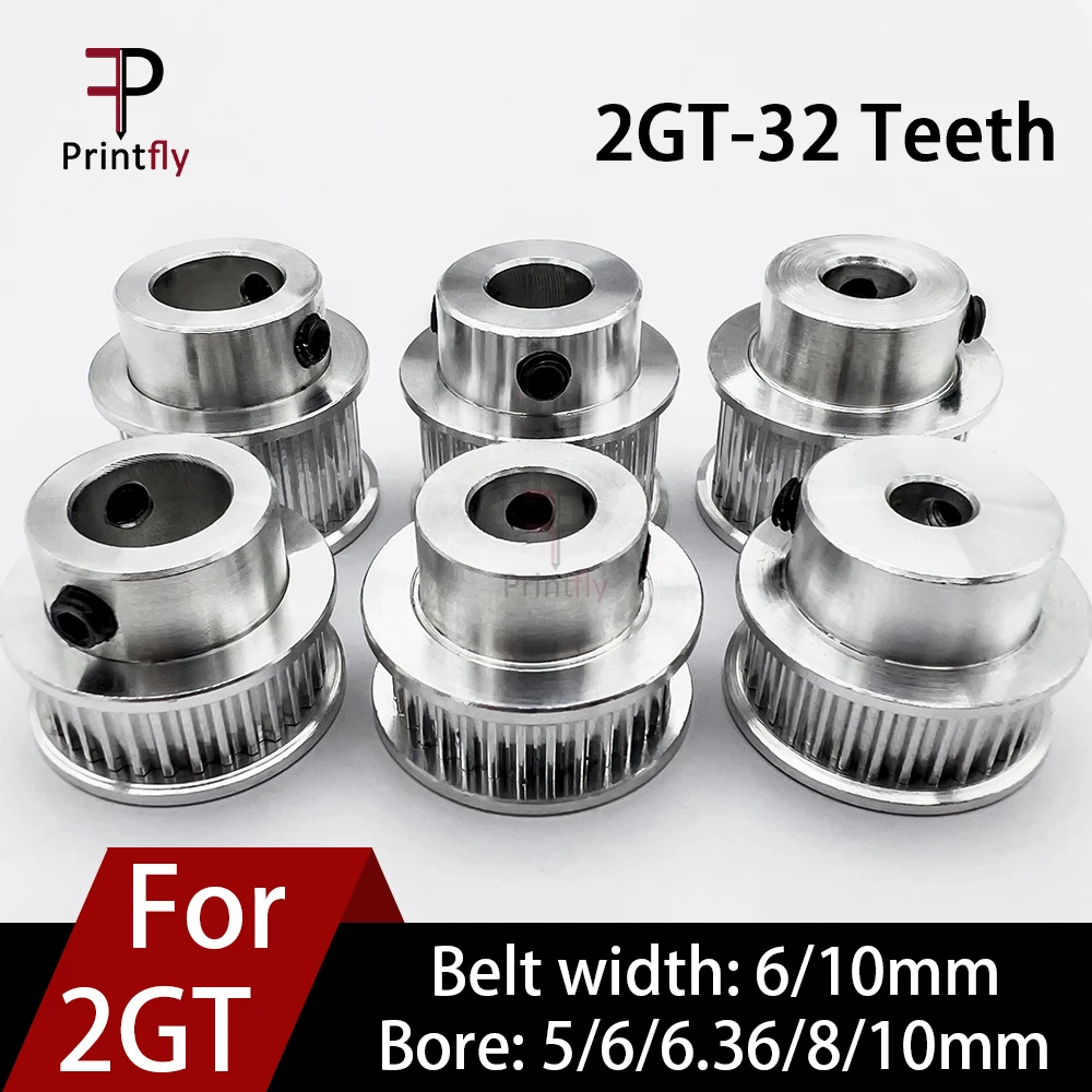 print head in printer Printfly 32 Teeth 2M 2GT Synchronous Pulley Bore 5/6/6.35/ 8/10mm For Width 6/10mm 2M GT Timing Belt GT2 Pulley Belt 32Teeth led print head