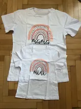 Camiseta a juego con estampado de Arco Iris para madre e hija, camiseta de manga corta con apariencia familiar, ropa de madre e hija, 1 unidad