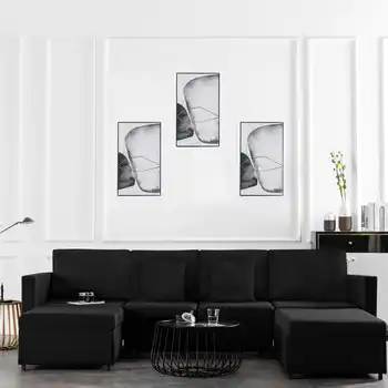 

Sofa Bed 4 seater black fabric sofas