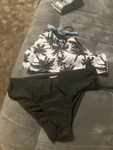 Traje de baño para niña de 5 a 14 años, conjunto de Bikini con estampado de palmera, Top de cuello Halter, bañador de dos piezas para niña grande