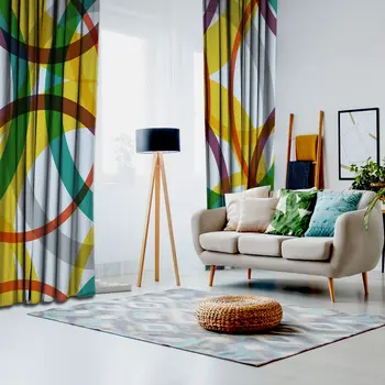 

Curtain Color Round Circle Pattern Abstract Illustration on Gray Background Yellow Green Purple