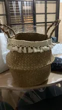 Potted Baskets Vase Hanging Handle Plant Garden-Flower Seagrass Woven Wicker Foldable