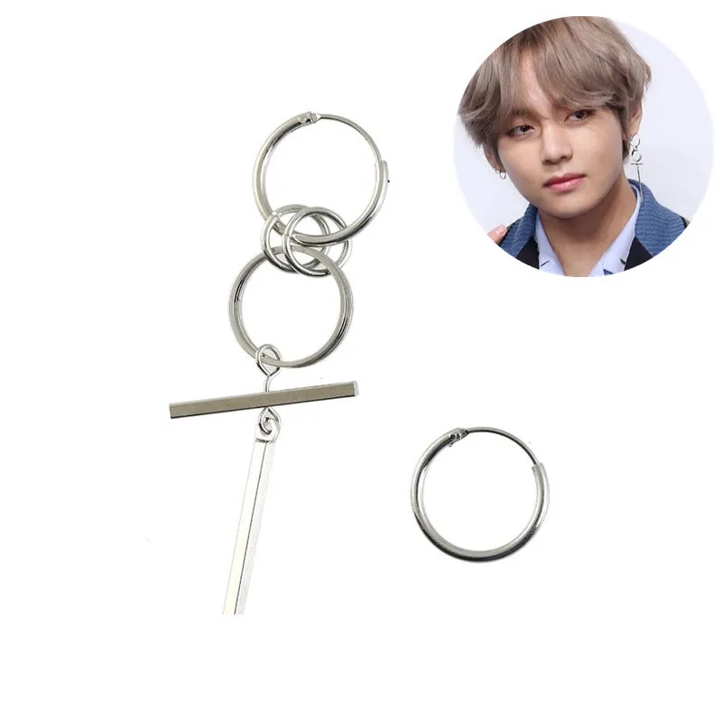 KPOP корейский Панк Studing мужские серьги ювелирные изделия Bangtan мальчиков V серебряные серьги дружеский подарок парк Ji Min