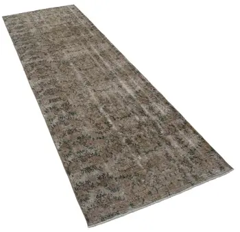 

93x292 Cm Brown Handmade Overdyed Runner Rug-3x10 Ft