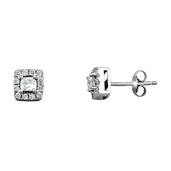 

925 Sterling silver earrings m. Rhodium-plated 3.5mm. Zircons [AA3972]