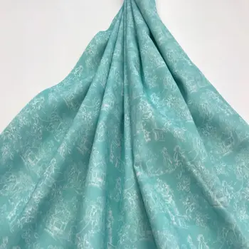 

Toile fabric jouy in fund Mint color 100% Serge Cotton