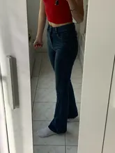 Pantalones vaqueros Vintage de cintura alta para mujer, Vaqueros largos, elásticos, ajustados, acampanados