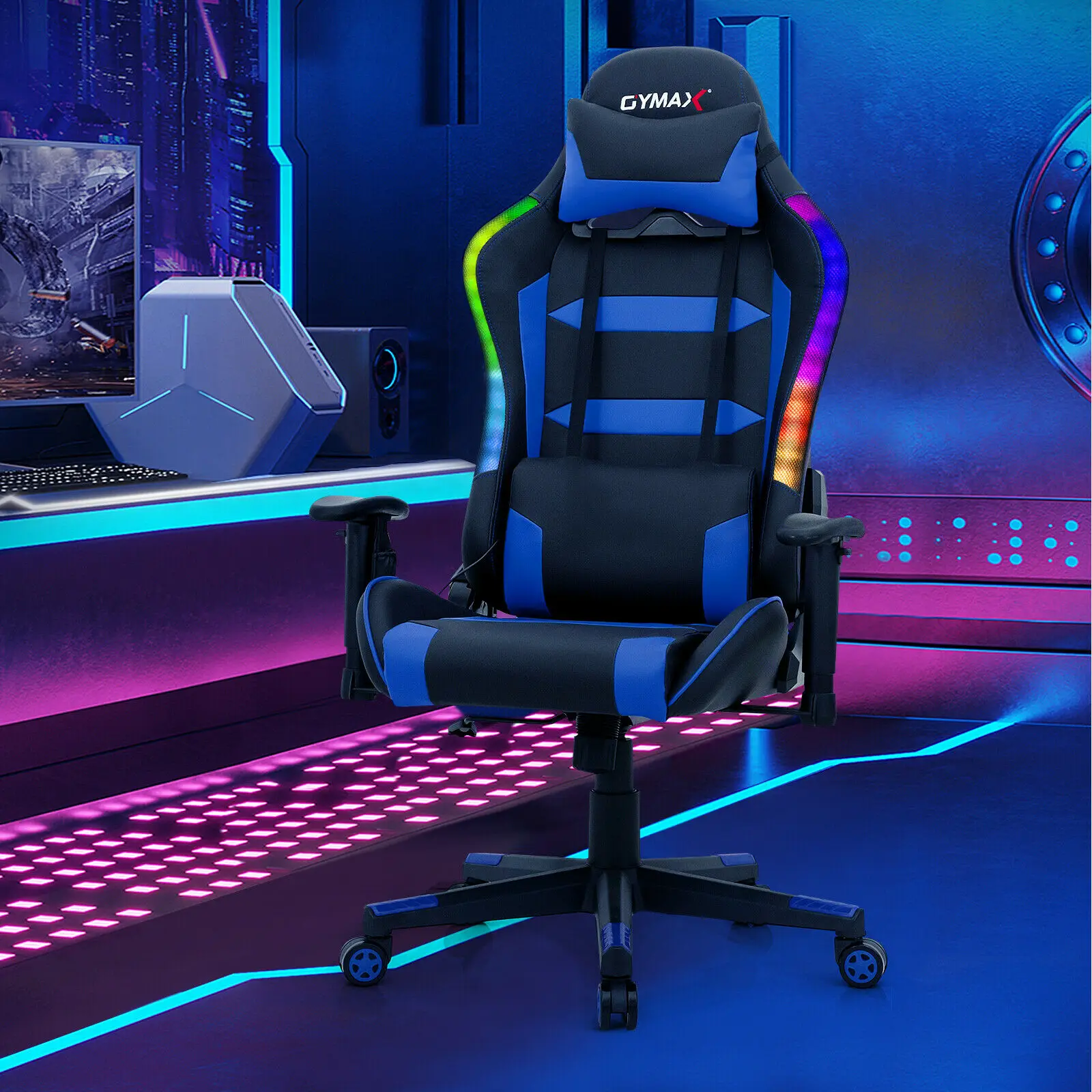 Costway massage racing gaming chair chair with rgb led deals