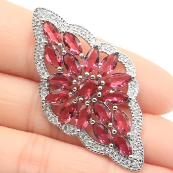 

52x27mm Deluxe Big Created Pink Raspberry Rhodolite Garnet Zircon Woman's Jewelry Making Silver Pendants