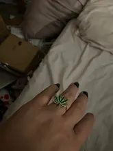 Anillo metálico de hoja de arce esmaltado para mujer, joyería de regalo para cumpleaños, tamaño 8
