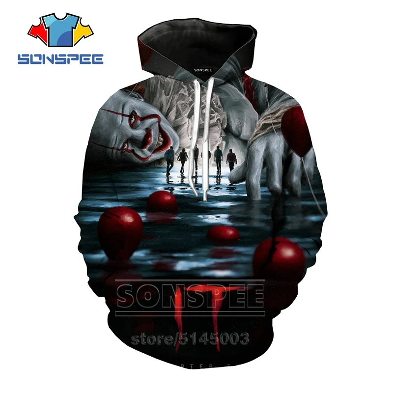 3 Pennywise толстовки новые для мужчин и женщин террор клоун Толстовка 3D принт It Chapter Two унисекс топ с длинными рукавами пуловер с круглым вырезом C063-17 - Цвет: 3