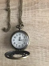 Mini reloj de bolsillo con alas lisas de bronce y plata, colgante de cadena, collar, reloj de bolsillo de cuarzo dorado, regalo