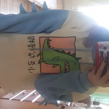 Sudadera con capucha de dinosaurios para mujer, ropa estilo coreano con estampado de dibujos animados, informal