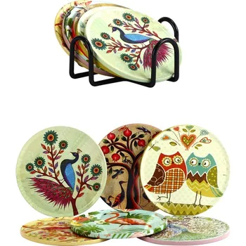

Gifthome 6 S Bird Figured Metal Coaster and Metal Stand