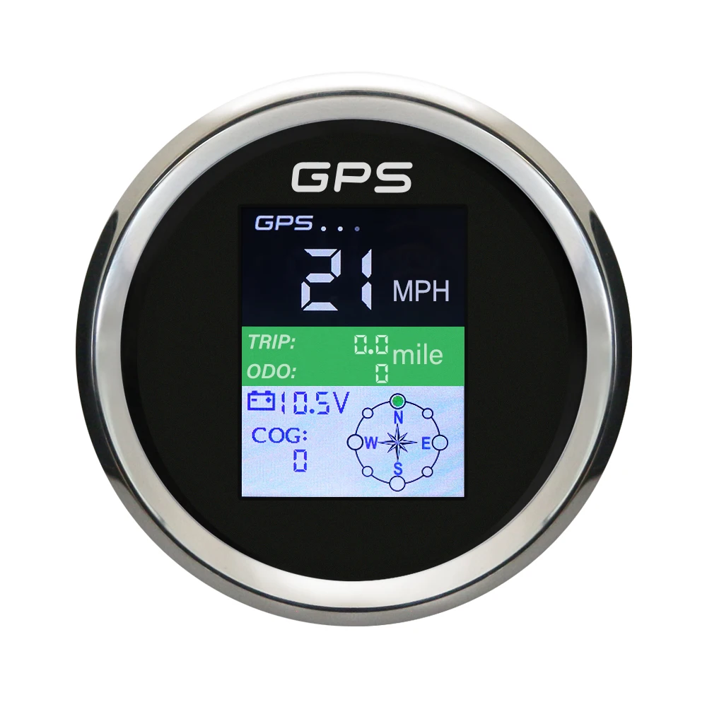 85mm Waterproof Digital GPS Speedometer Odometer 0 999km/h MPH Knots with Voltmeter 12V/24V