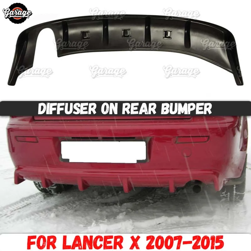 Диффузор для Mitsubishi Lancer 10 2007 2015 заднего бампера ABS пластик одна прокладка трубы