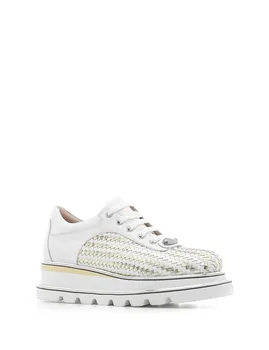 

ILVi-Genuine Leather Handmade Kopa Women's Sneaker White Metallic Gold Women Shoes 2020