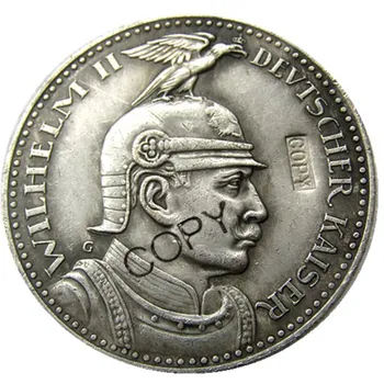 

PRUSSIA (German S.) 5 Mark 1913 Proof - Bronze - PATTERN - Wilhelm II Silver Plated Copy Coin