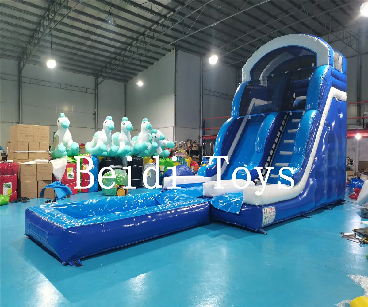 Hot sale commercial large blue inflatable pool water slide for sale intex inflatable water slide kool splash blue