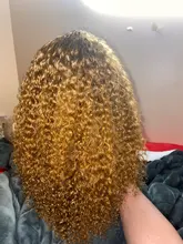 Marrón y rubia resaltar peluca mongol Afro rizado Pelo Rizado peluca pelucas de cabello humano para las mujeres 180 de densidad T parte de encaje peluca 13x6 6x1Remy
