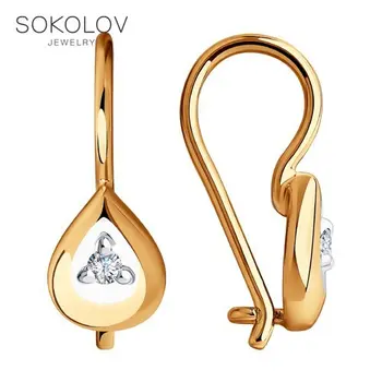 

SOKOLOV drop earrings with stones of gold with cubic zirconia fashion jewelry 585 women's/men's, male/female, long earrings